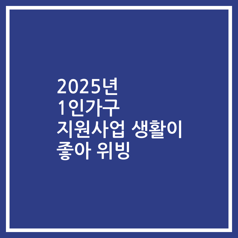 2025년 1인가구 지원사업 생활이 좋아 위빙