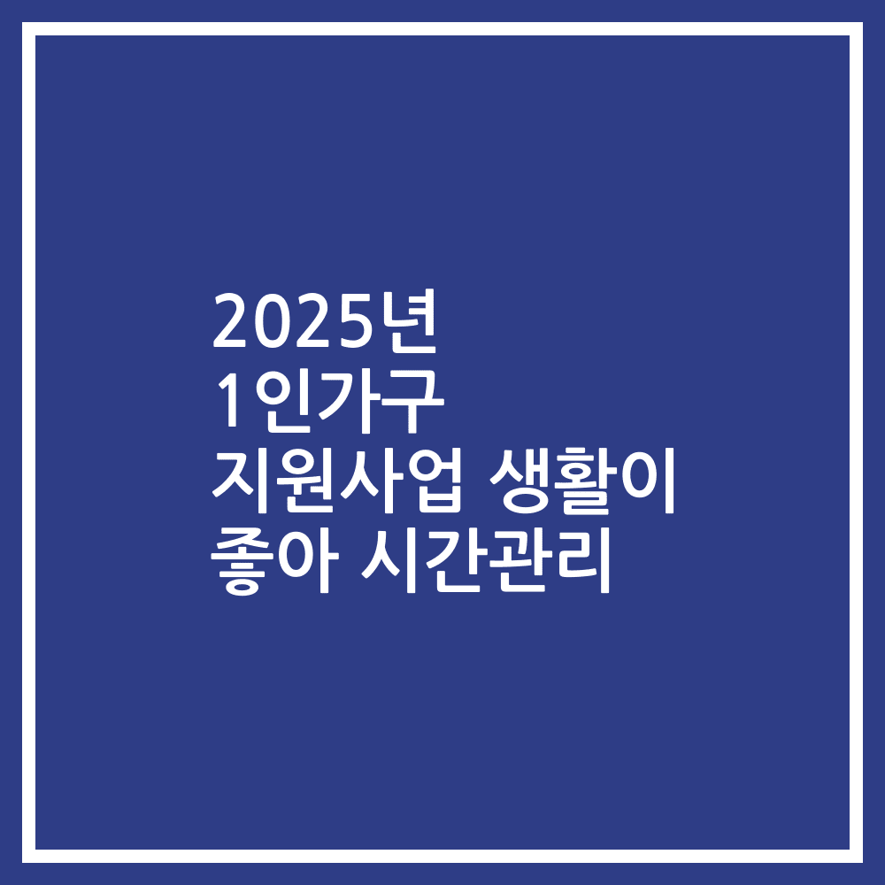 2025년 1인가구 지원사업 생활이 좋아 시간관리