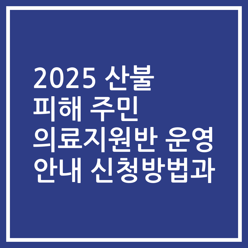 2025 산불 피해 주민 의료지원반 운영 안내 신청방법과