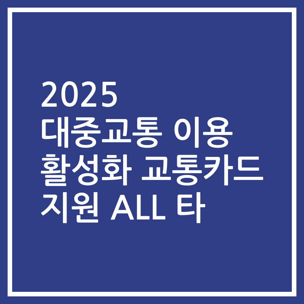 2025 대중교통 이용 활성화 교통카드 지원 ALL 타