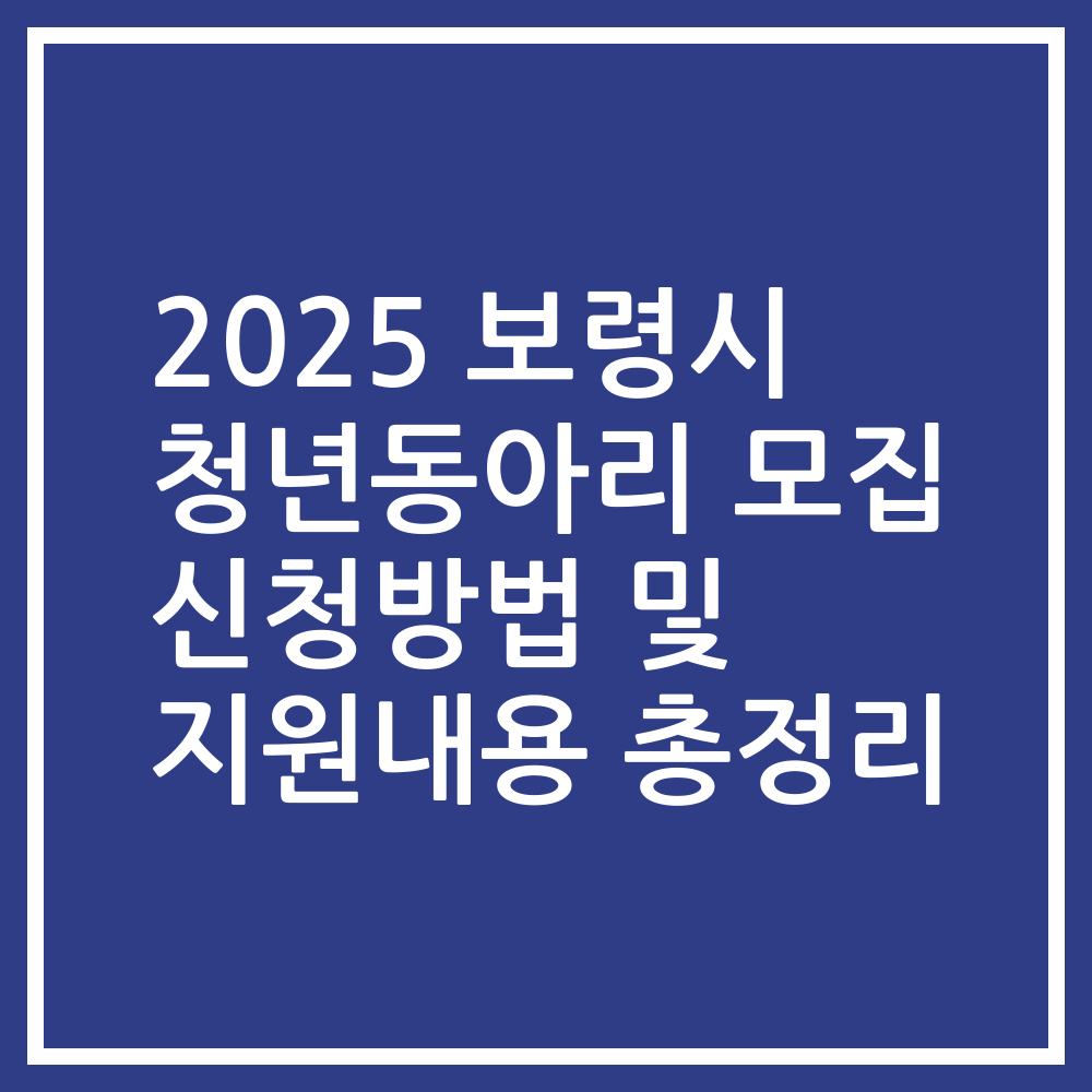 2025 보령시 청년동아리 모집 신청방법 및 지원내용 총정리