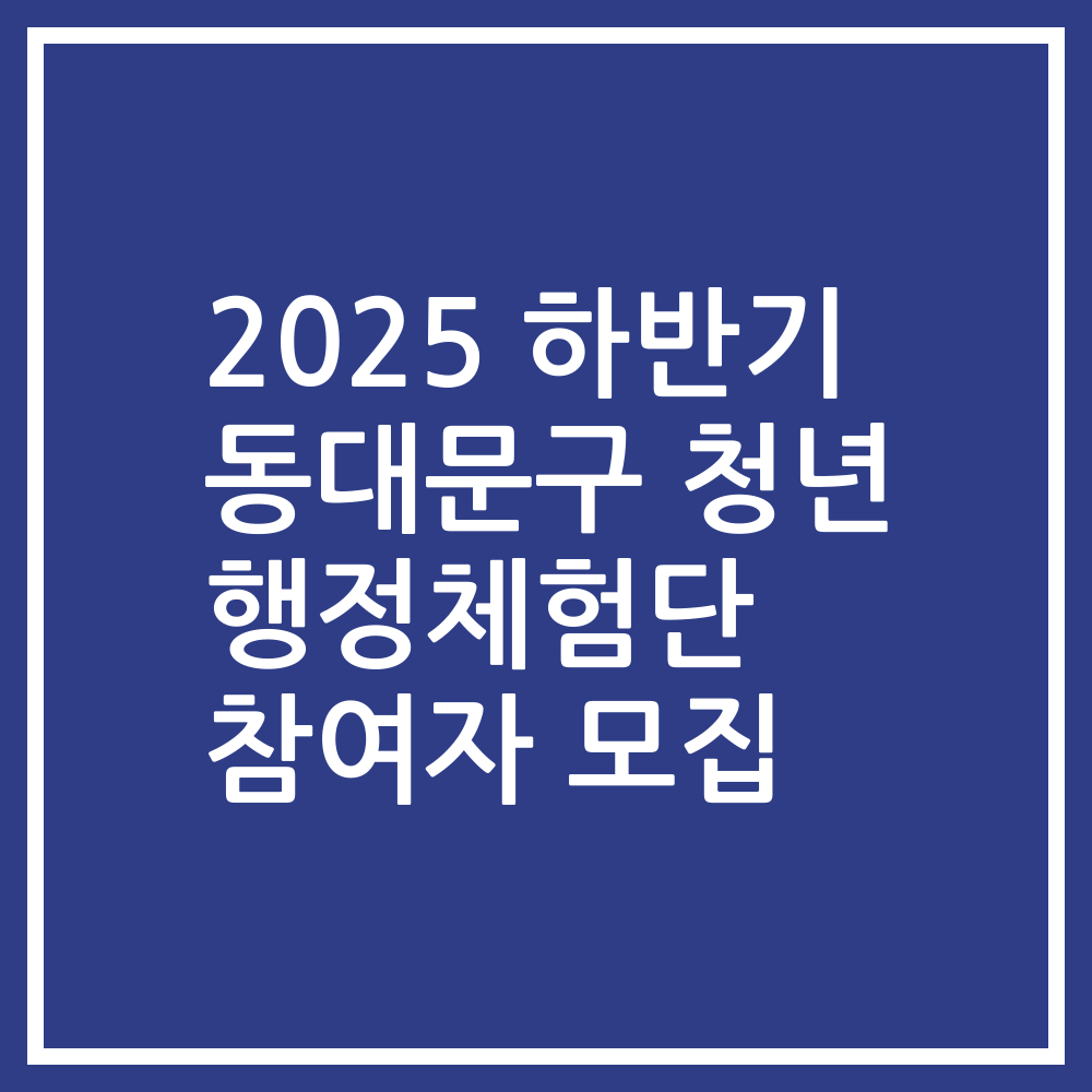 2025 하반기 동대문구 청년 행정체험단 참여자 모집