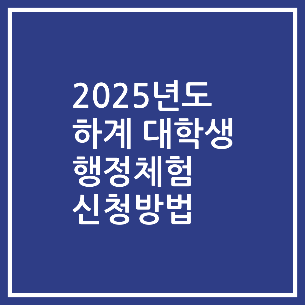 2025년도 하계 대학생 행정체험 신청방법
