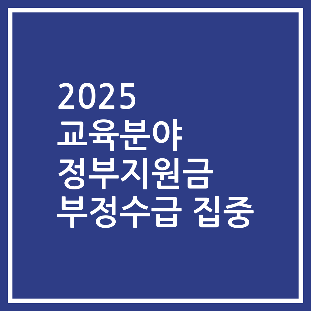 2025 교육분야 정부지원금 부정수급 집중