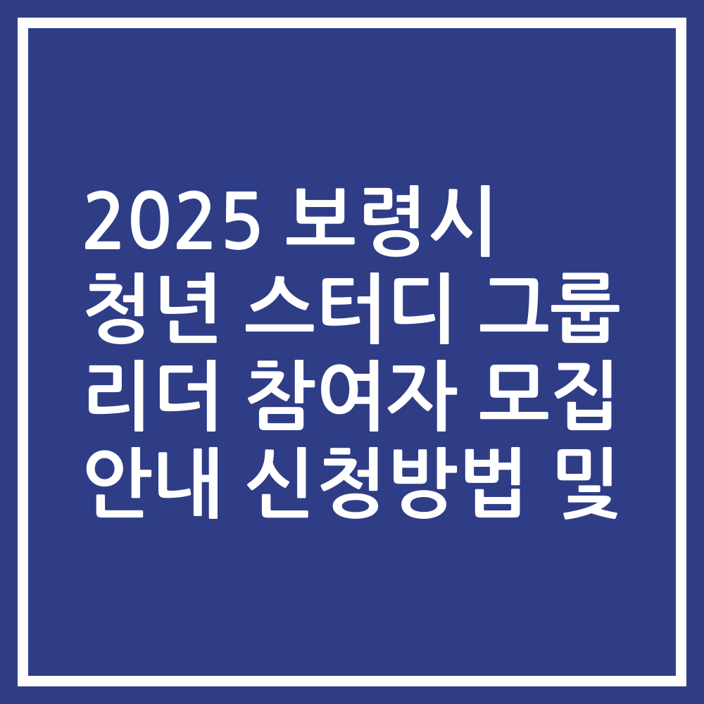 2025 보령시 청년 스터디 그룹 리더 참여자 모집 안내 신청방법 및