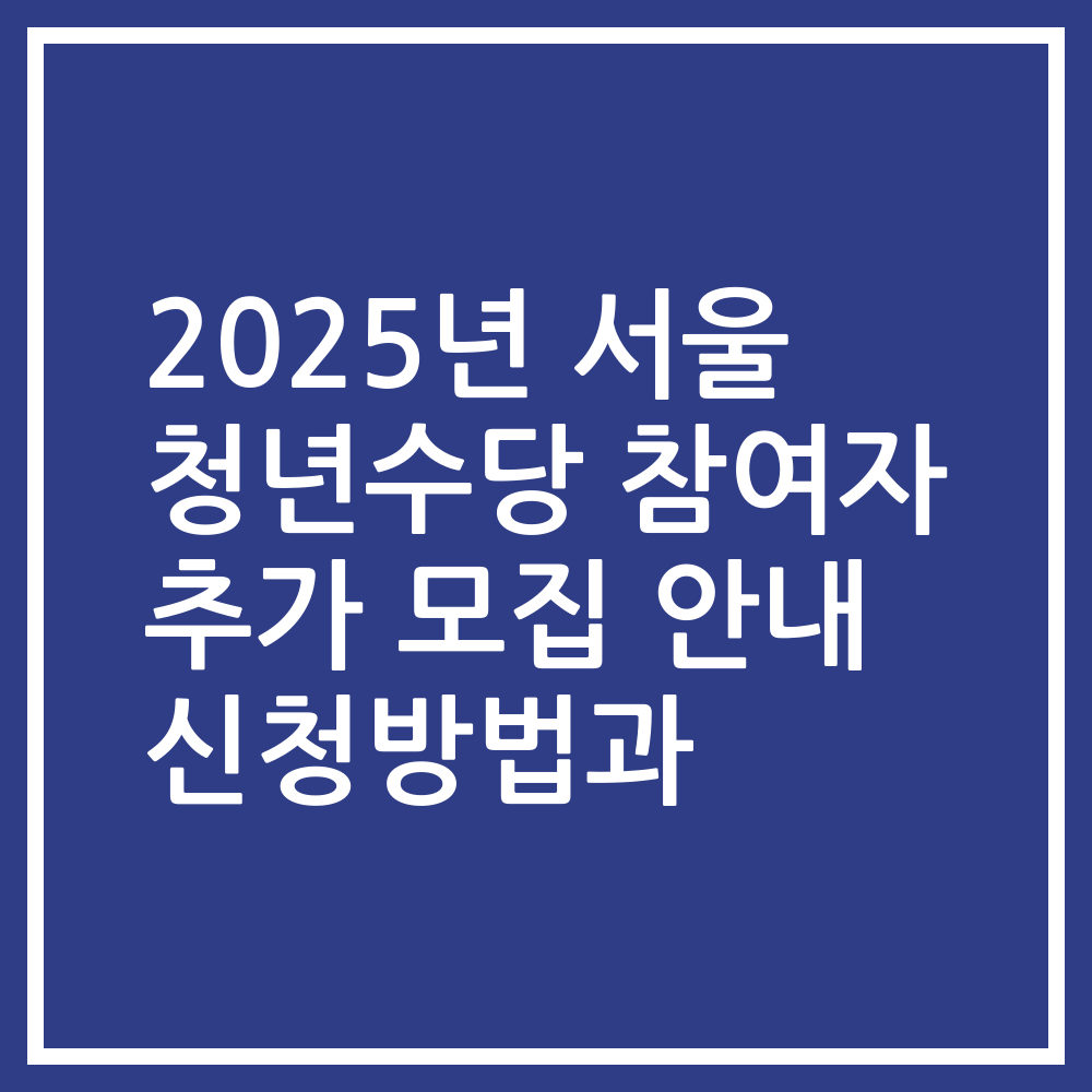 2025년 서울 청년수당 참여자 추가 모집 안내 신청방법과