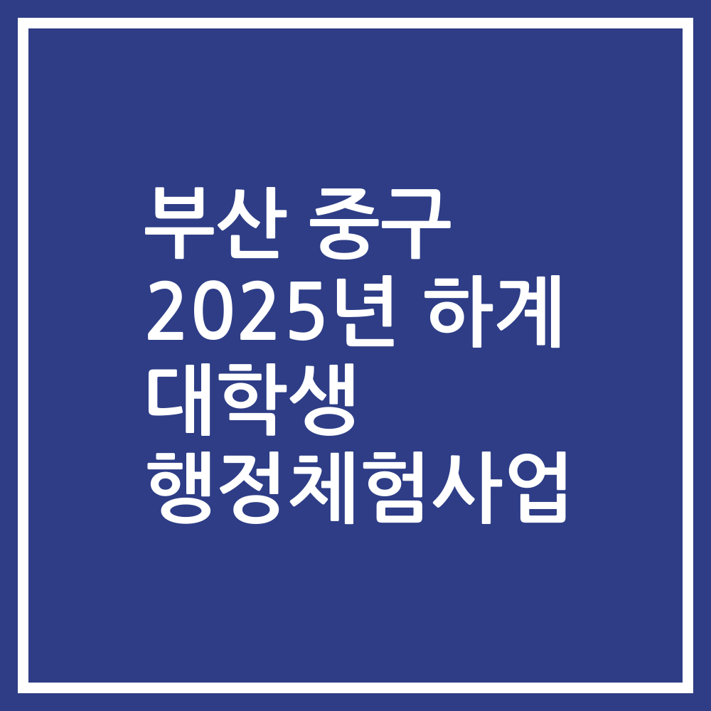 부산 중구 2025년 하계 대학생 행정체험사업