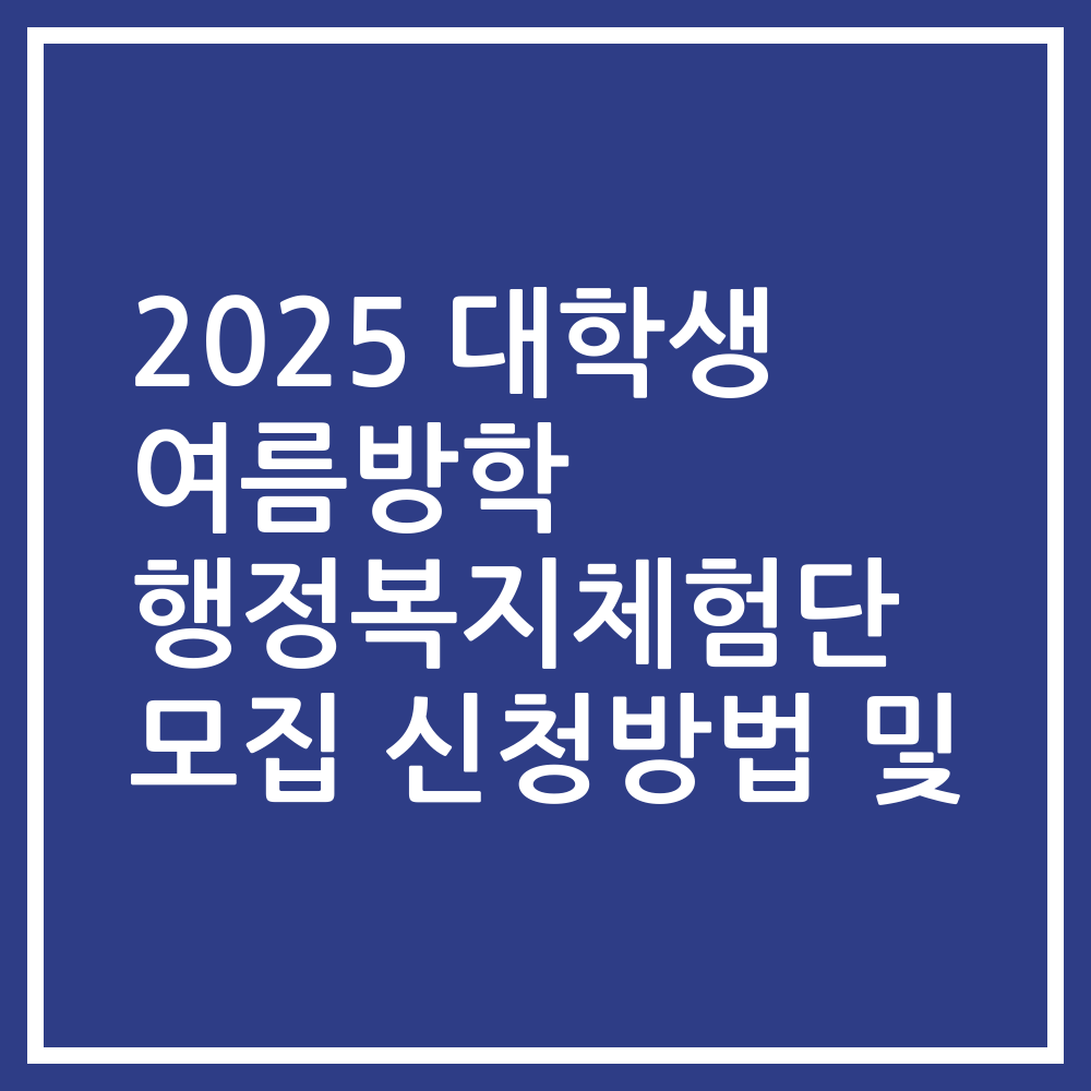 2025 대학생 여름방학 행정복지체험단 모집 신청방법 및