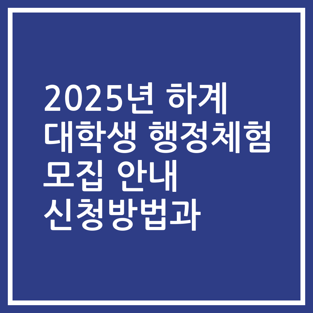 2025년 하계 대학생 행정체험 모집 안내 신청방법과