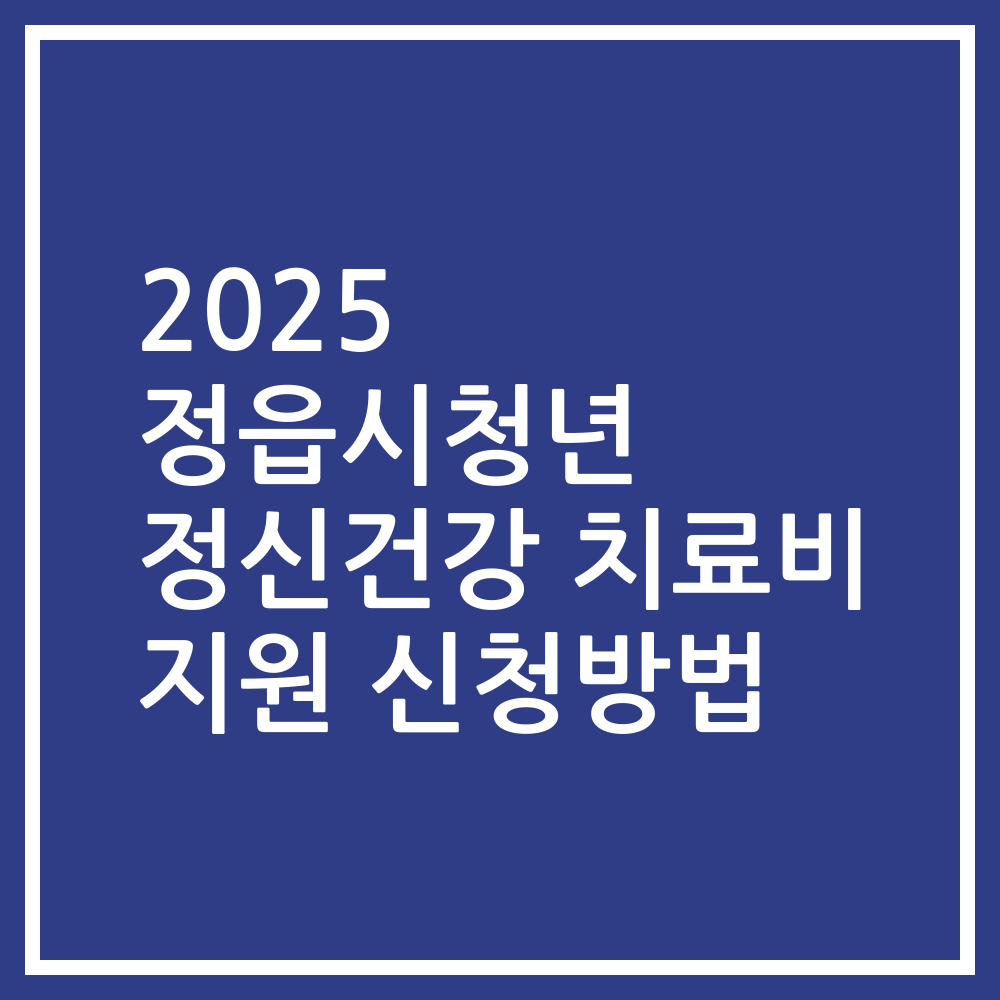 2025 정읍시청년 정신건강 치료비 지원 신청방법
