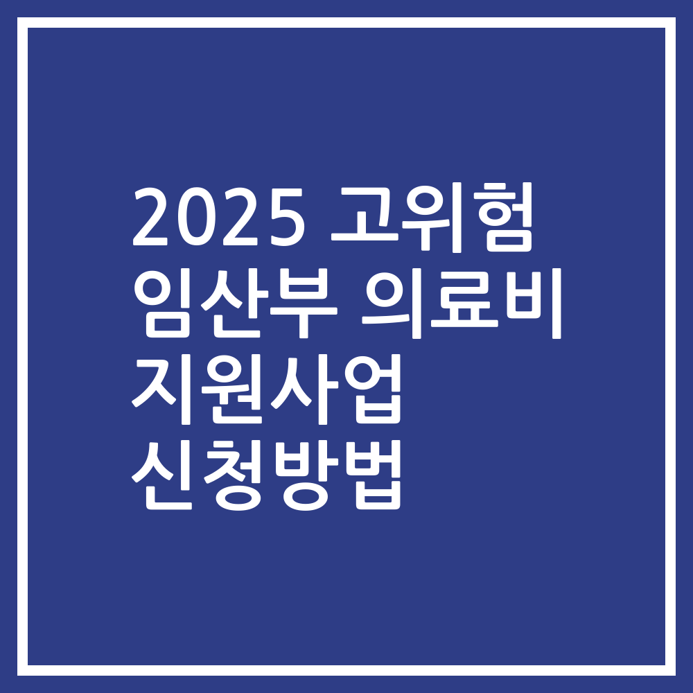 2025 고위험 임산부 의료비 지원사업 신청방법