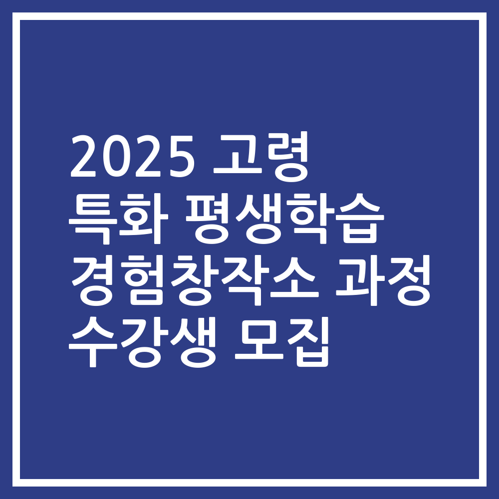 2025 고령 특화 평생학습 경험창작소 과정 수강생 모집