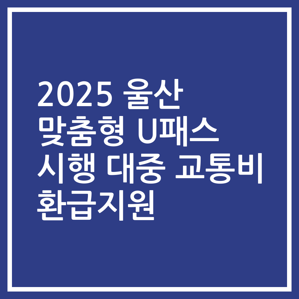 2025 울산 맞춤형 U패스 시행 대중 교통비 환급지원