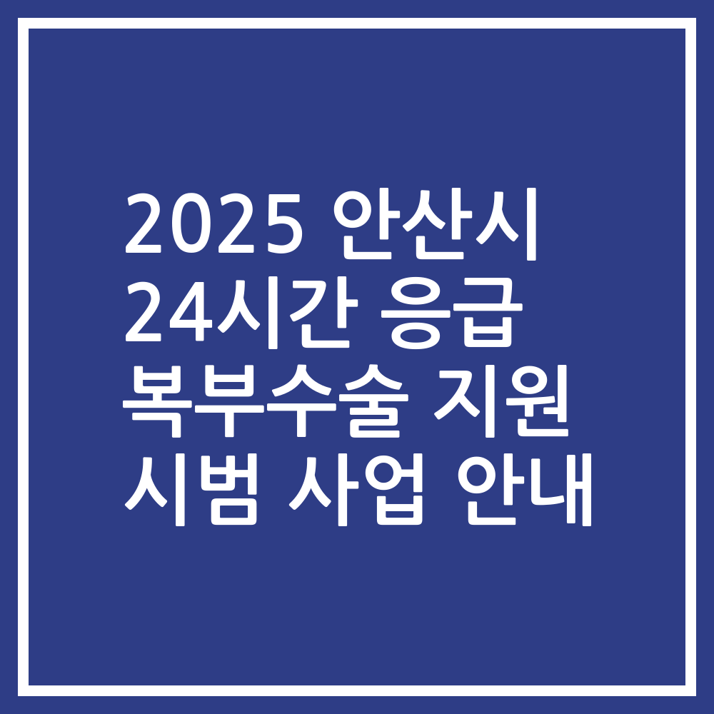 2025 안산시 24시간 응급 복부수술 지원 시범 사업 안내