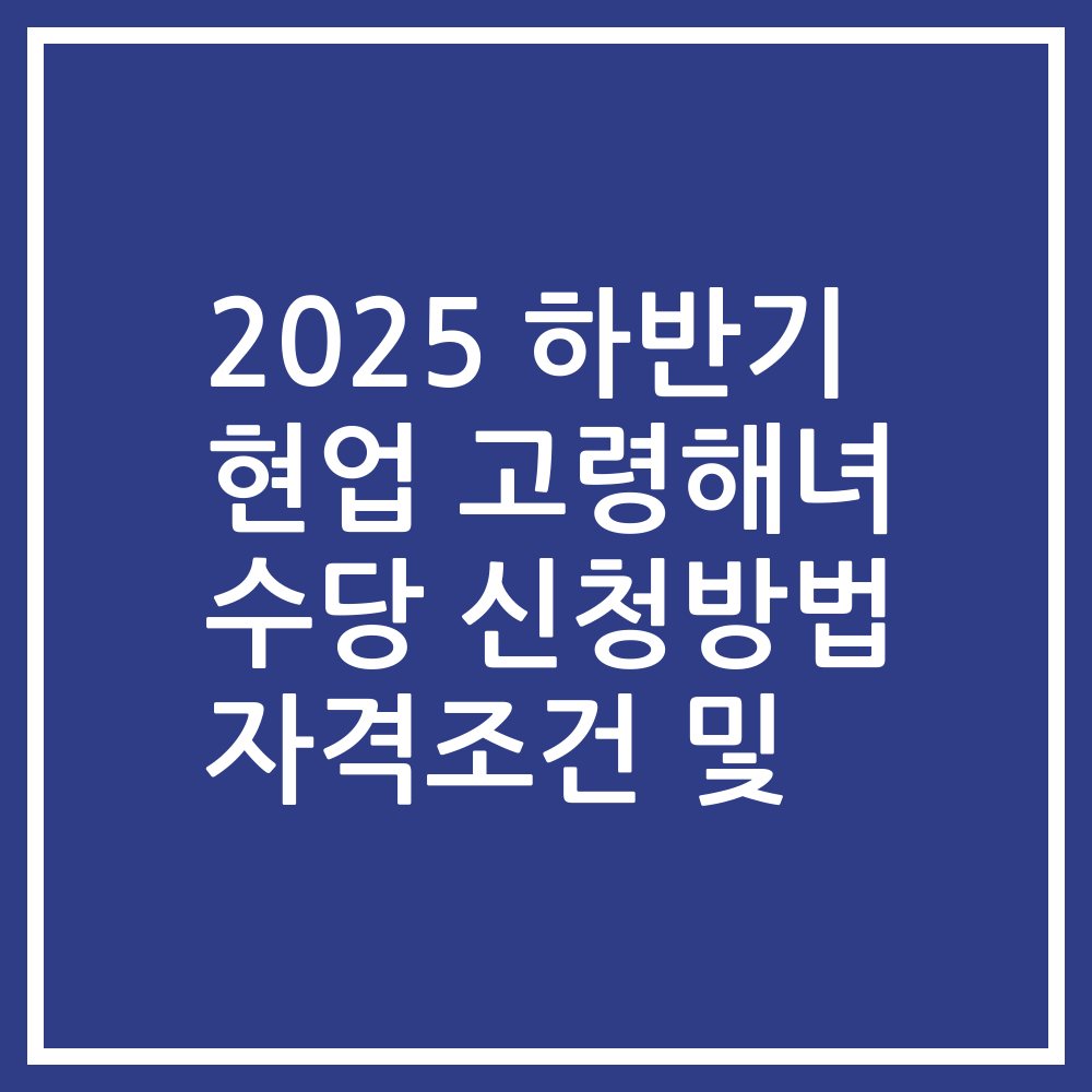 2025 하반기 현업 고령해녀 수당 신청방법 자격조건 및