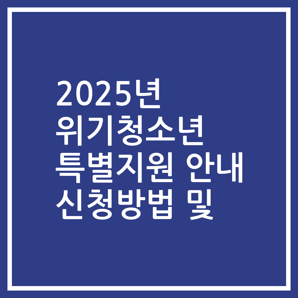 2025년 위기청소년 특별지원 안내 신청방법 및