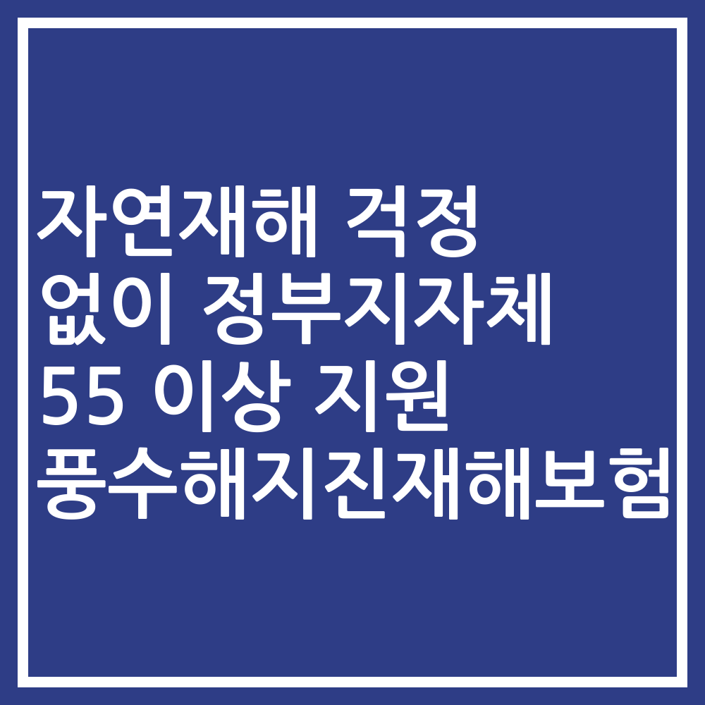 자연재해 걱정 없이 정부지자체 55 이상 지원 풍수해지진재해보험