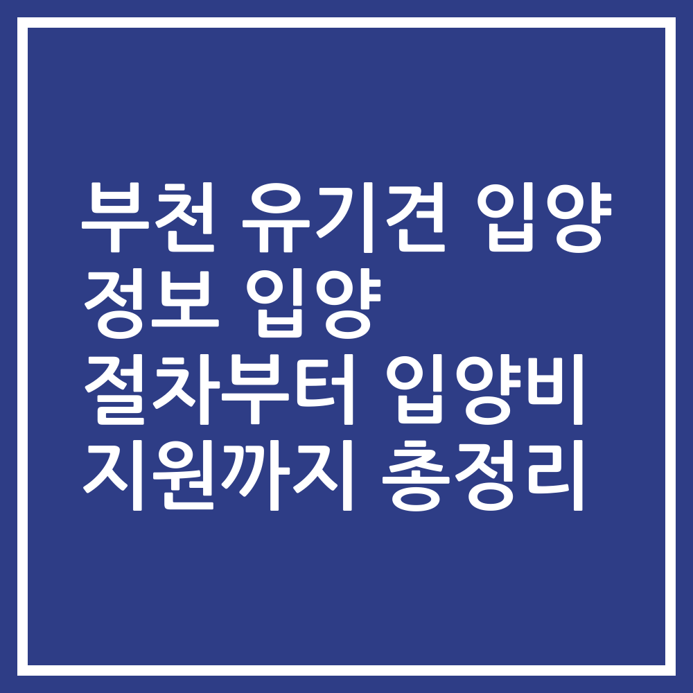 부천 유기견 입양 정보 입양 절차부터 입양비 지원까지 총정리