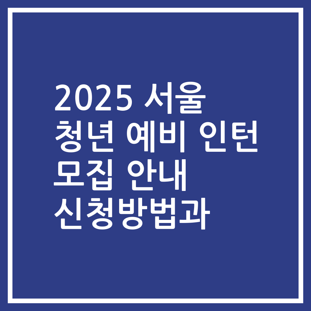 2025 서울 청년 예비 인턴 모집 안내 신청방법과