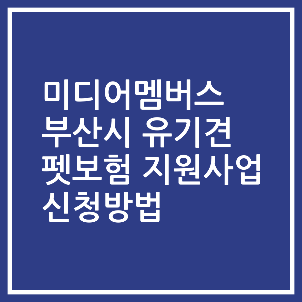 미디어멤버스 부산시 유기견 펫보험 지원사업 신청방법