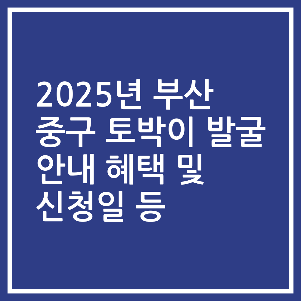 2025년 부산 중구 토박이 발굴 안내 혜택 및 신청일 등