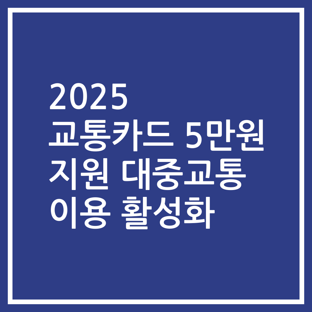 2025 교통카드 5만원 지원 대중교통 이용 활성화