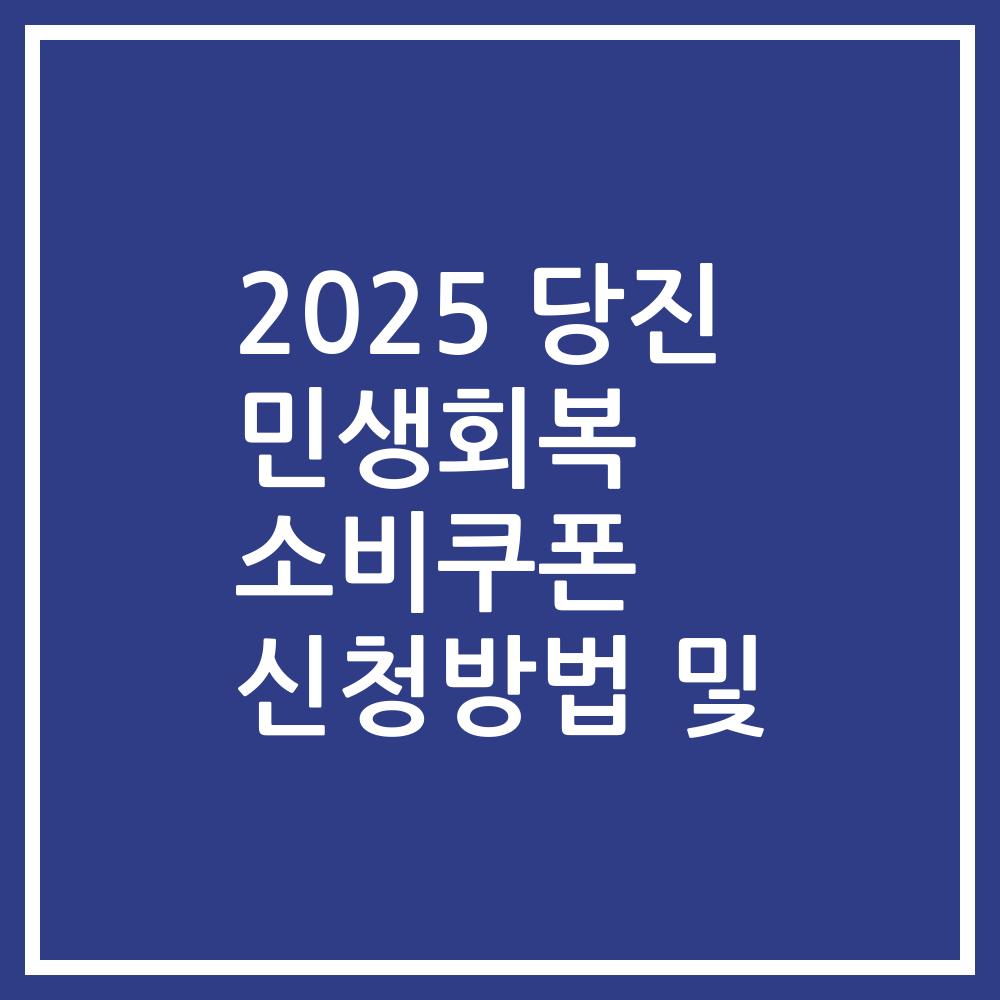 2025 당진 민생회복 소비쿠폰 신청방법 및