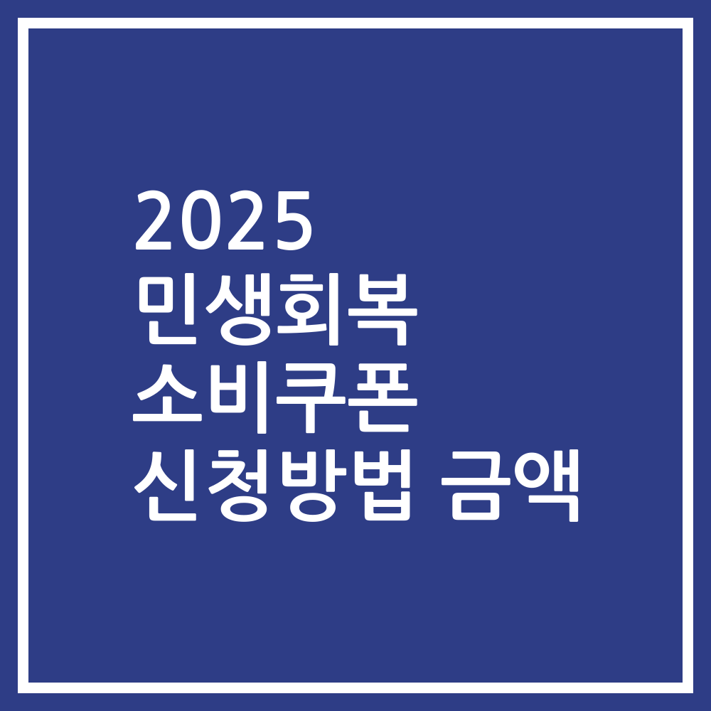2025 민생회복 소비쿠폰 신청방법 금액