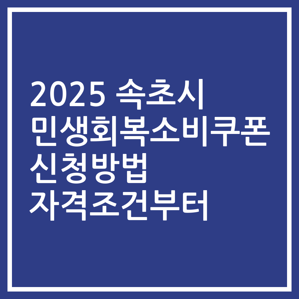 2025 속초시 민생회복소비쿠폰 신청방법 자격조건부터