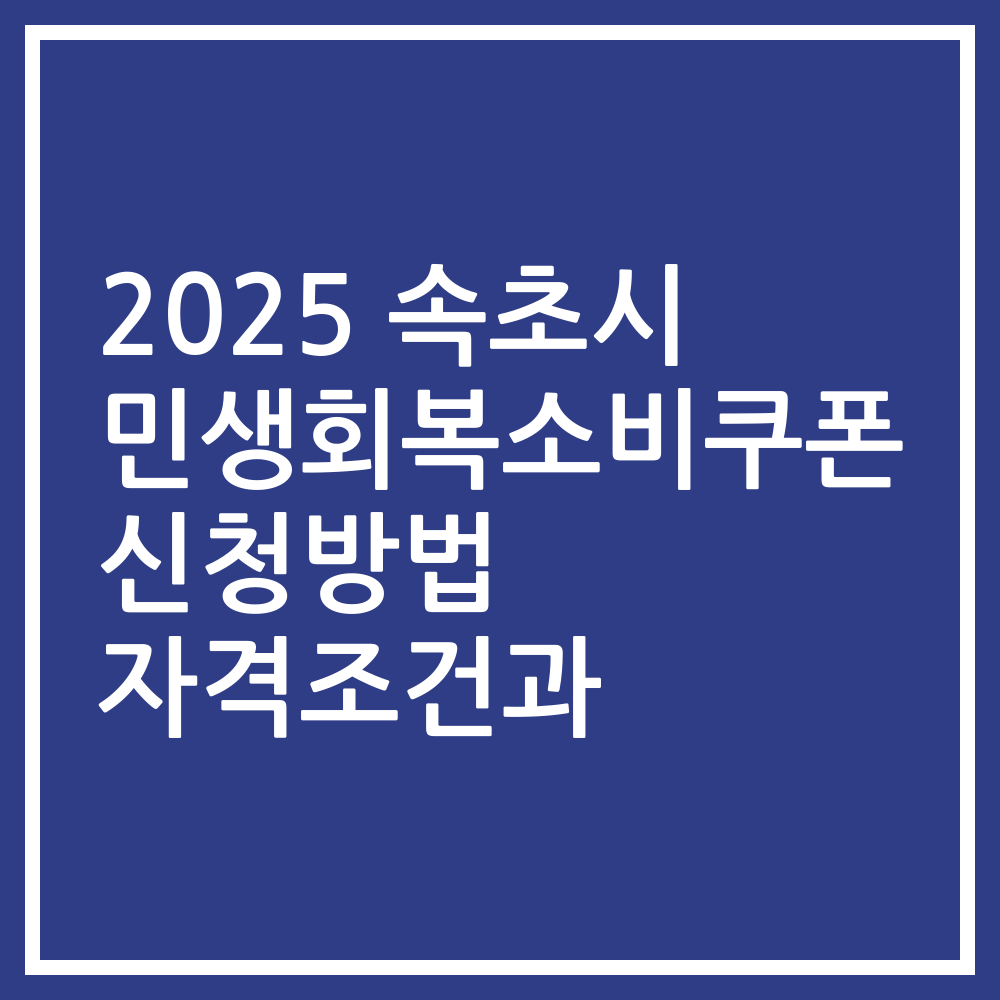 2025 속초시 민생회복소비쿠폰 신청방법 자격조건과