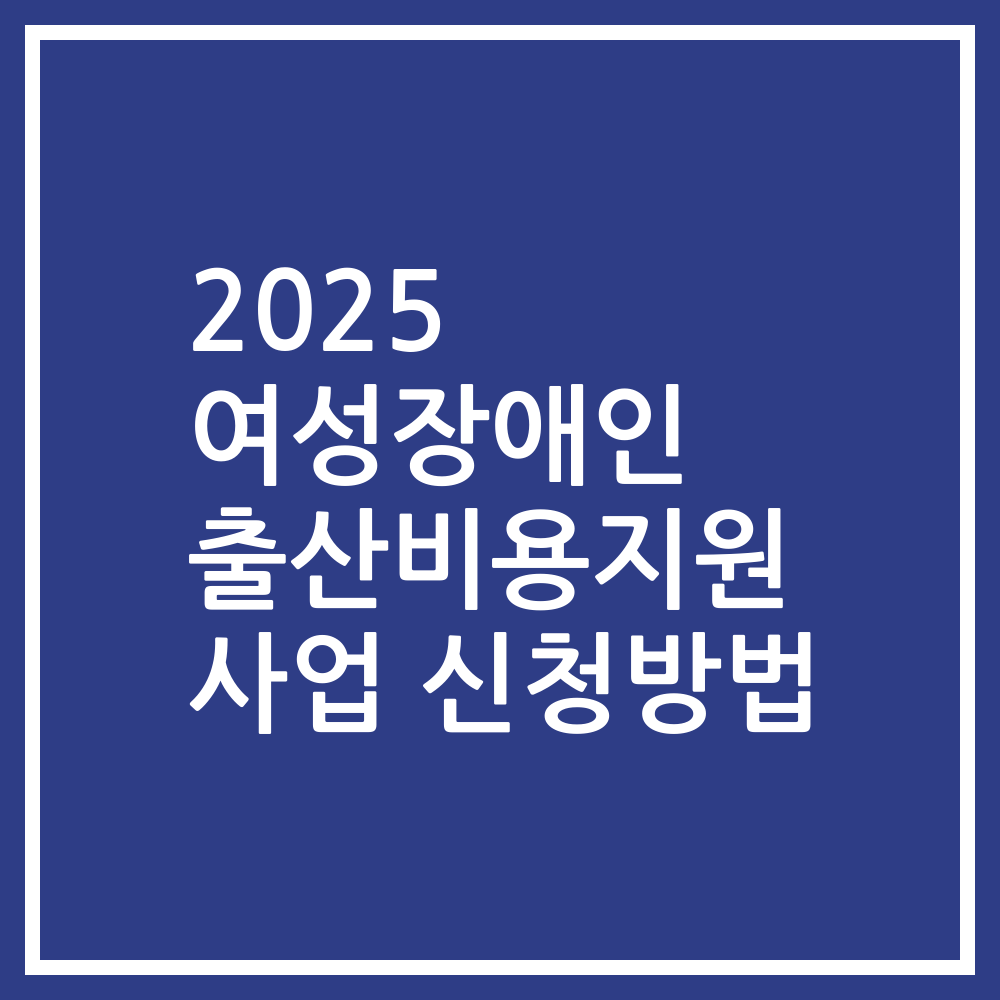 2025 여성장애인 출산비용지원 사업 신청방법