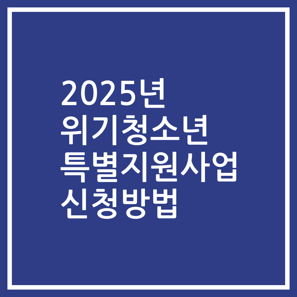 2025년 위기청소년 특별지원사업 신청방법