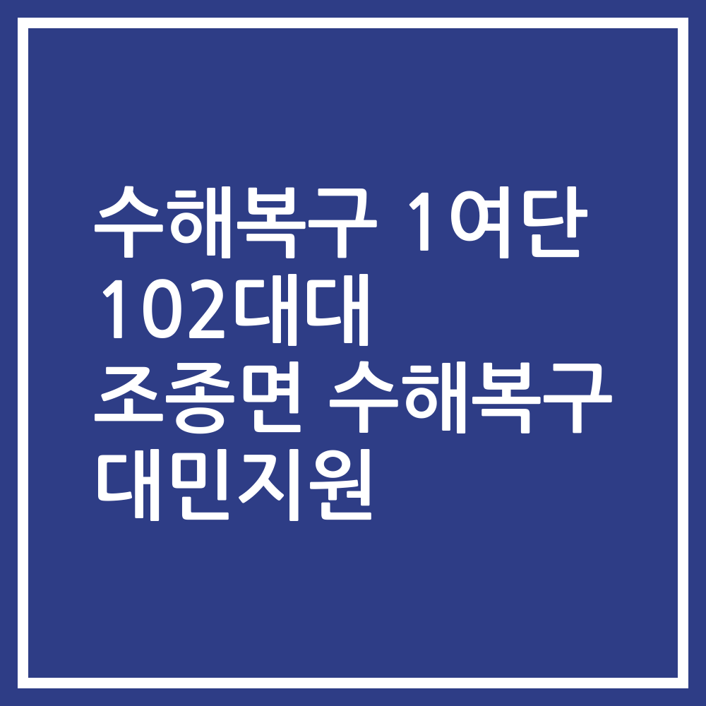 수해복구 1여단 102대대 조종면 수해복구 대민지원