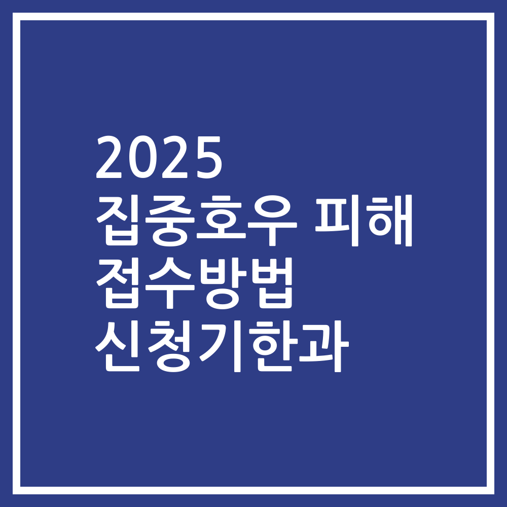 2025 집중호우 피해 접수방법 신청기한과