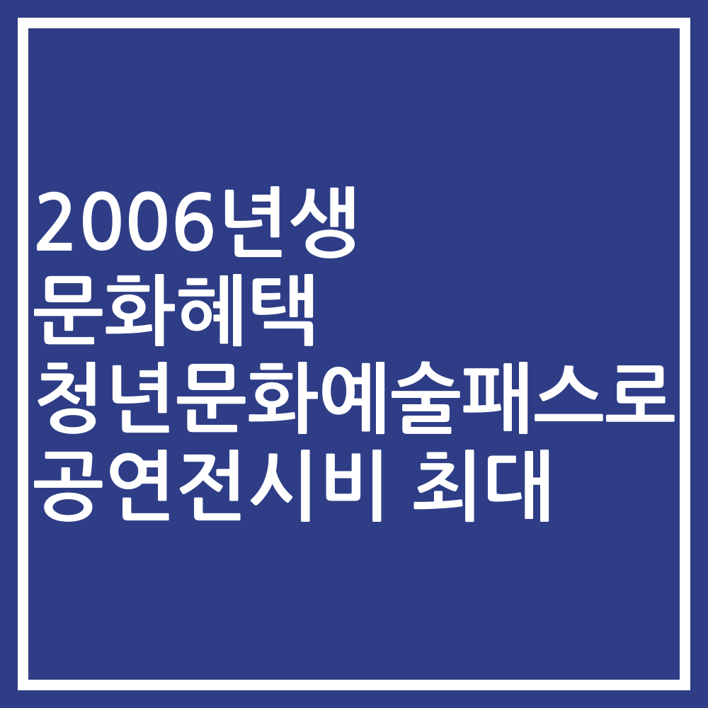 2006년생 문화혜택 청년문화예술패스로 공연전시비 최대