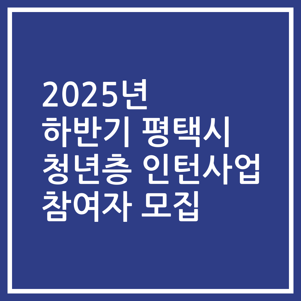 2025년 하반기 평택시 청년층 인턴사업 참여자 모집