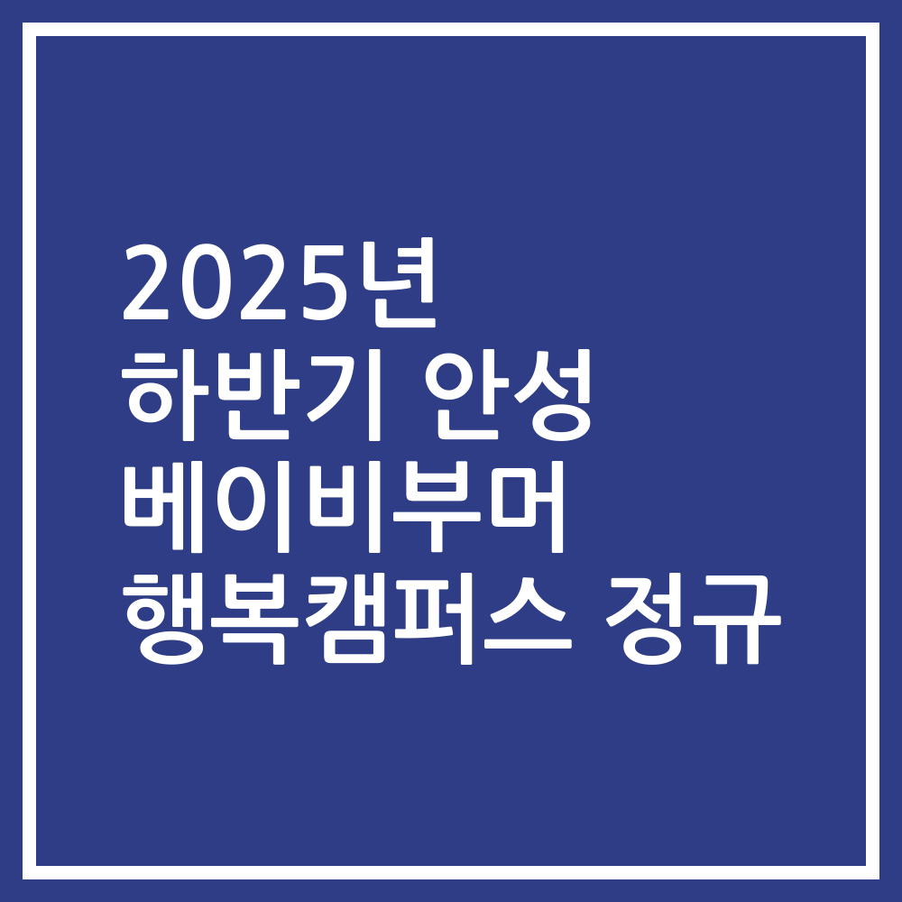 2025년 하반기 안성 베이비부머 행복캠퍼스 정규