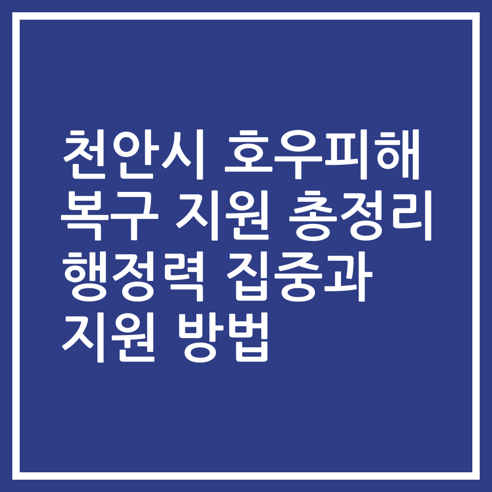 천안시 호우피해 복구 지원 총정리 행정력 집중과 지원 방법