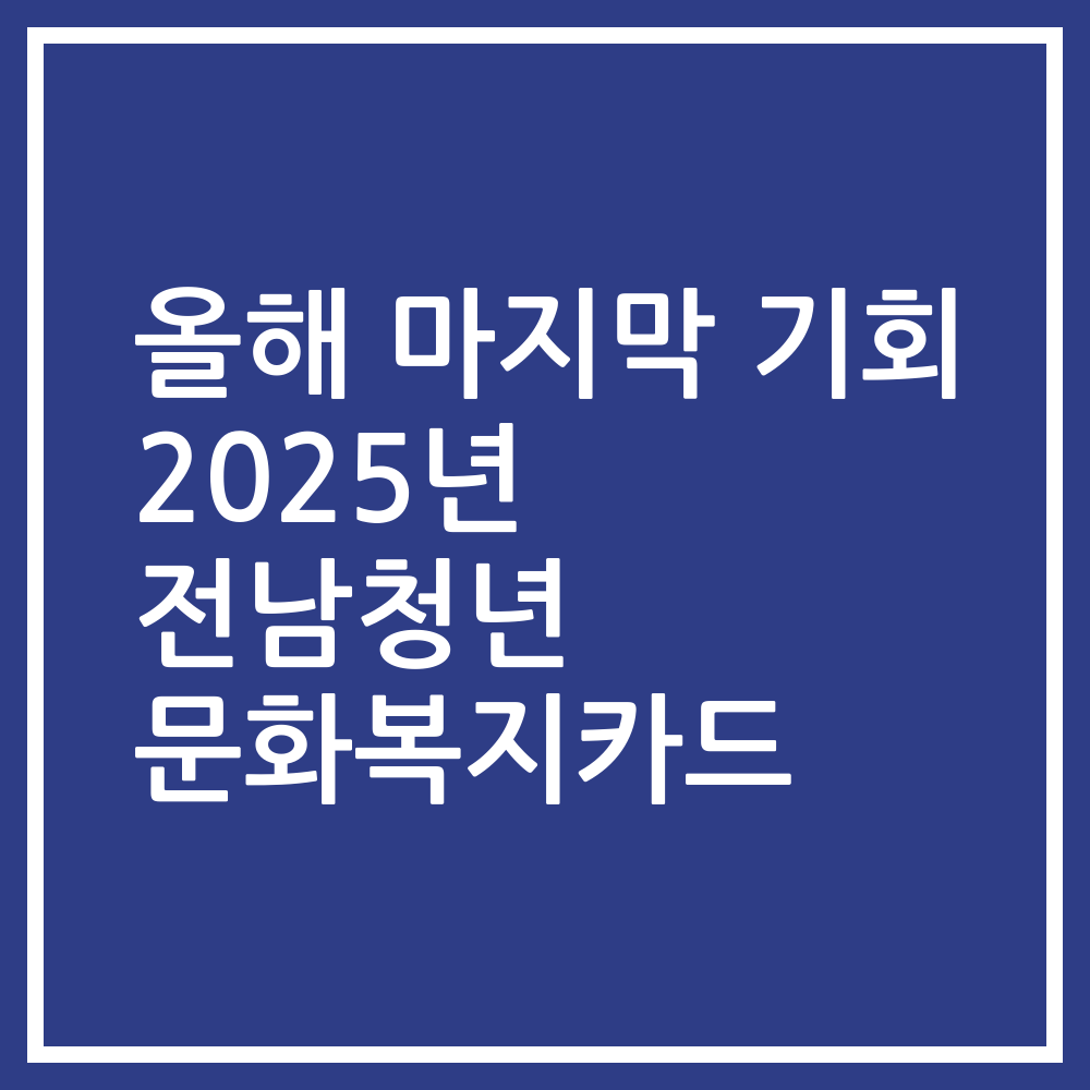 올해 마지막 기회 2025년 전남청년 문화복지카드