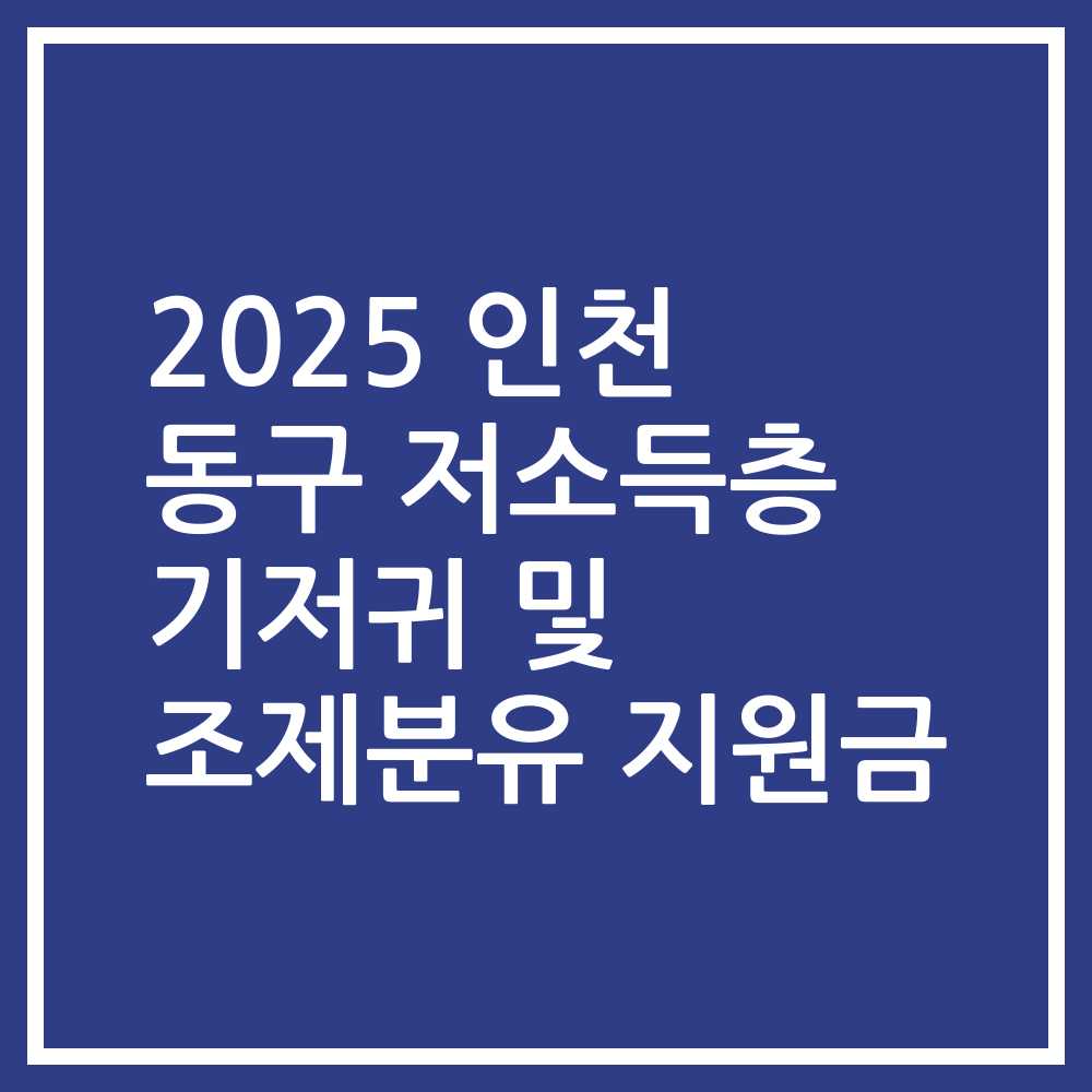 2025 인천 동구 저소득층 기저귀 및 조제분유 지원금