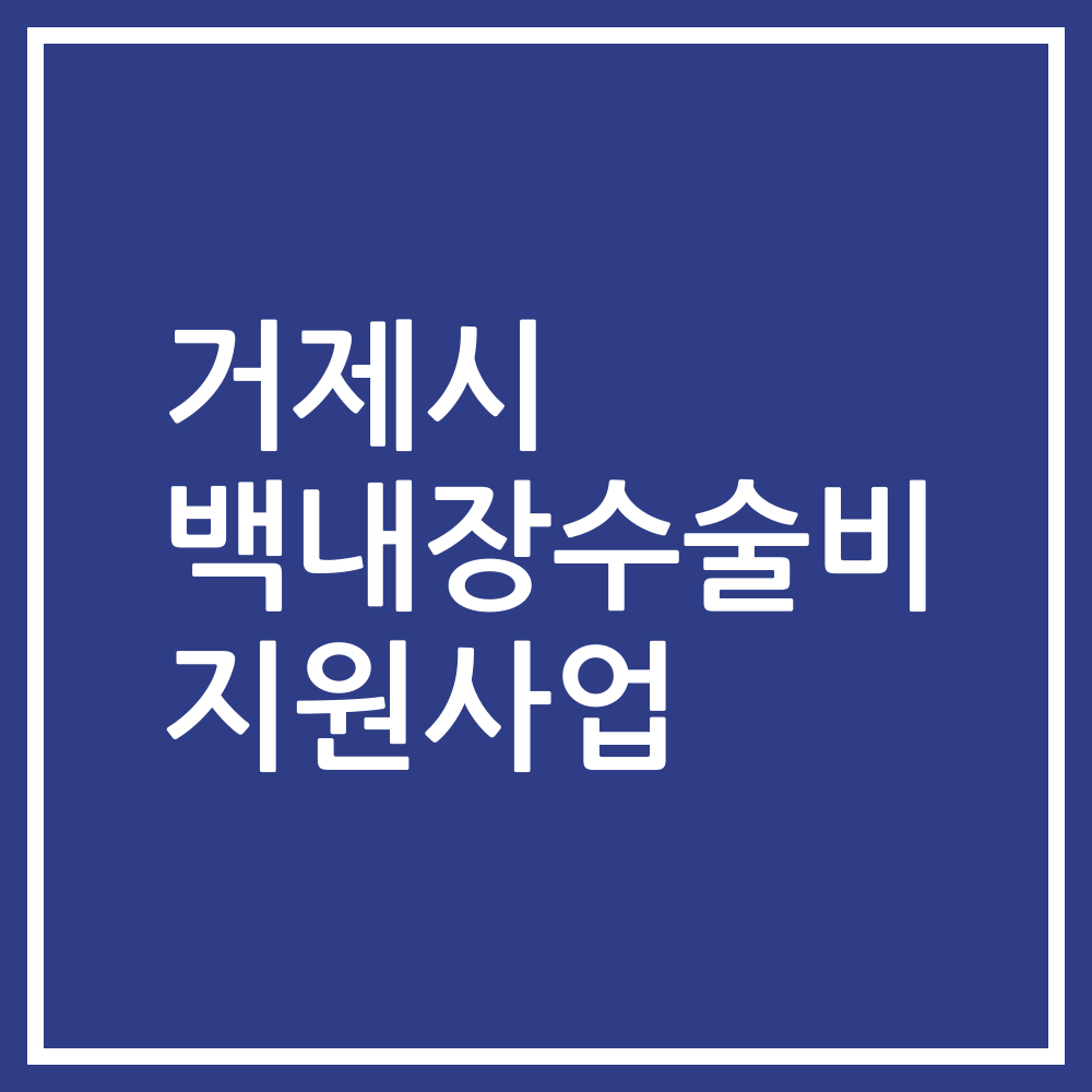거제시 백내장수술비 지원사업