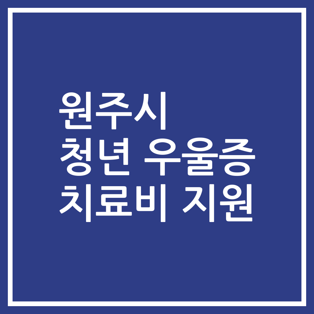 원주시 청년 우울증 치료비 지원